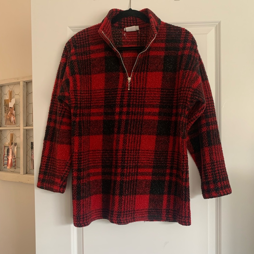 Vintage Plaid Half Zip